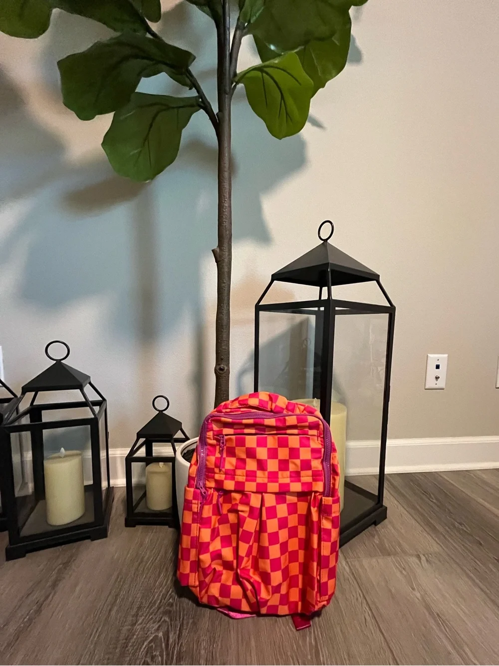 Emmafy Minimax Backpack NWT - Pink/Orange Check